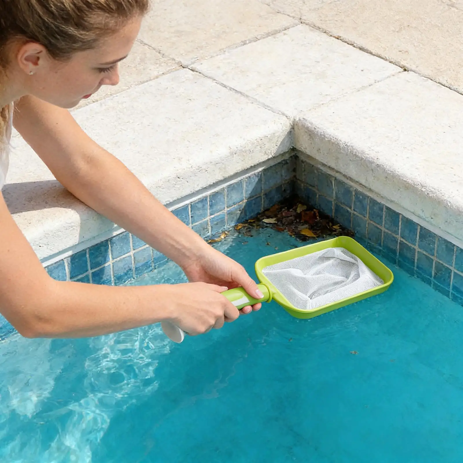 Pool Skimmer Net Fine Mesh Skimmer Scoop Pool Scoop Net with Detachable Handle for Pond Spa Hot Tub Aquarium Tank Backyard