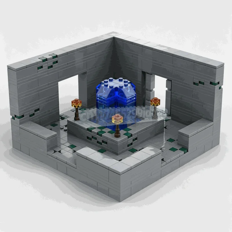516PCS Pixel Adventure Fountain Chamber Building Blocks Fantasy Dungeon Architecture Model Creative DIY Assembly Festival Gift