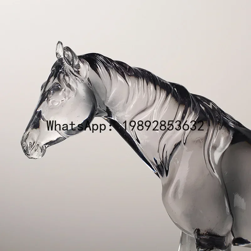 u11 Resin Handicraft Artificial Animal Sculpture Clear Horse Fine Horse Transparent Figurine Decorative Figurines Home Decora