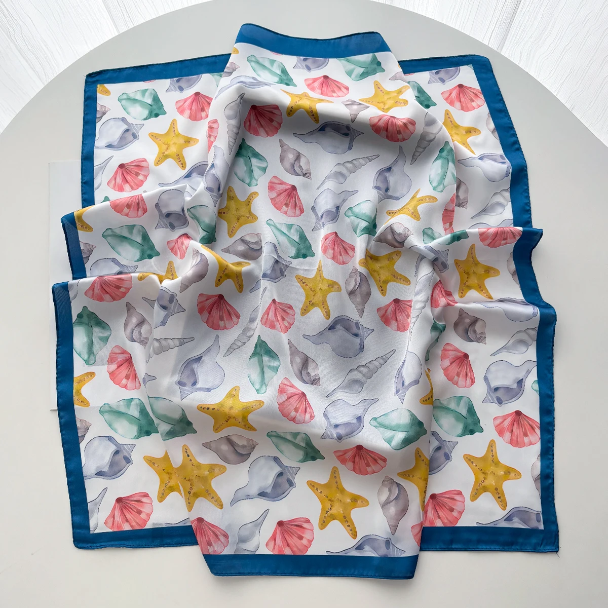 Luxury Square Scarf For Women New Bandanas Ocean Printed Hijab Elegant Scarves Neckerchief Fashion Beach Shawl Wraps