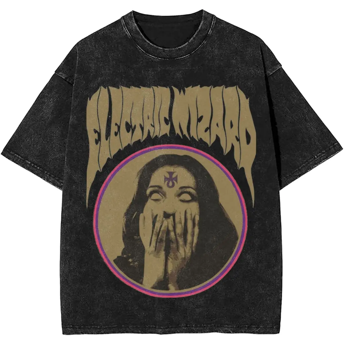 Stylish Electric Wizard Merch T Shirts Washed Style for Men Women Stoner Doom Metal Band T-Shirts Fashion Tee Shirt Streetwear