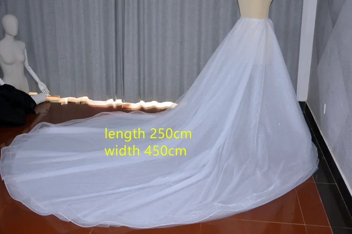 

Sparkling Tulle detachable cathedral train Bridal overskirt Wedding Fashion runway Beauty pageant ball gown skirt custom plus