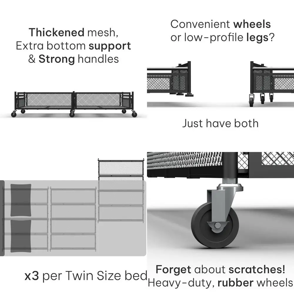 

Extra-Large 65L Metal Rolling Bin with Wheels - Storage Organizer for Shoes, Clothes, and Toys