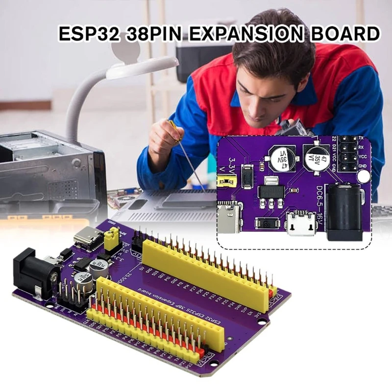 

Upgraded ESP32 38P Development ESP32-DevKitC-32 ESP-WROOM-32 Expansion Board 38Pins TypeC Dual-Core Processor