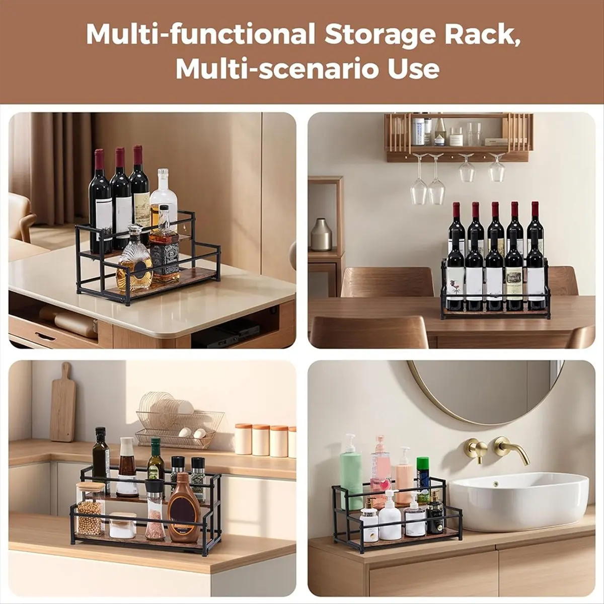 

Органайзер для кофейных сиропов ABZT, 2-уровневая подставка для 10 бутылок сиропа для кофейного бара, полка-держатель для бутылок с алкогольными напитками, подставка для барной полки