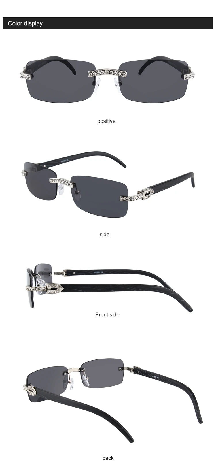 Kenbo Vintage Mode Neue Marke Randlose Strass Sonnenbrille Beliebte Diamant Metall Männer Frauen Luxus Design Sonnenbrille Unisex – Detail 6
