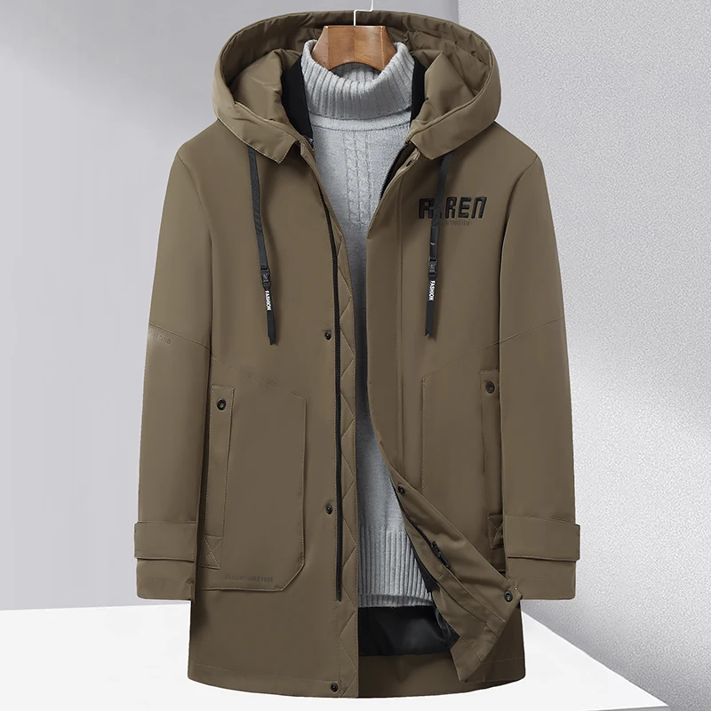 Winter Black Khaki Removable Mink Lnner Liner Long Pie OverMen's Coat Business Casual Warm Down Jacket Men Drop Ship