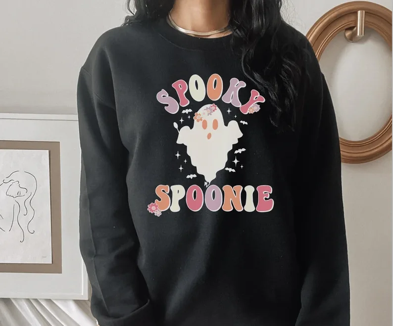 

Spooky Spoonie Sweatshirt Halloween Chronic Illness Cotton Solid Thicken Warm Women Sweatshirts Lady Fashion goth Drop Shipping