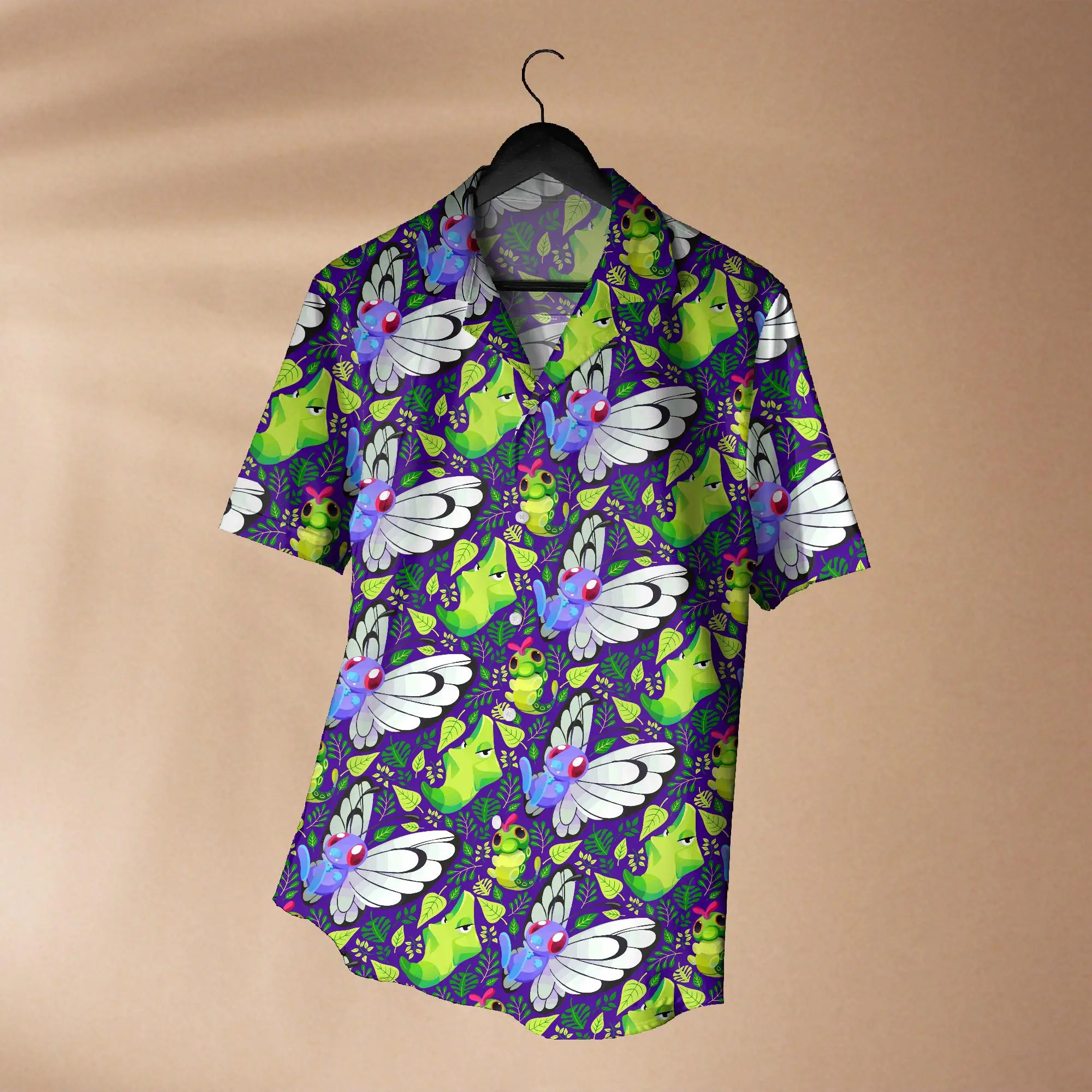 Caterpie Evolution Hawaiian Shirt Pokémon Anime Butterfree Graphic T-Shirt Summer Men's T-Shirt Kid's Clothing Tee Y2k Woman ﻿