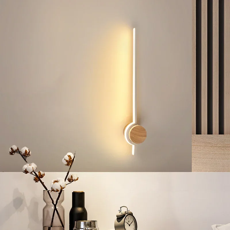 Modern LED Wall Sconce for Bedroom & Living Room, Wooden Fixture 6