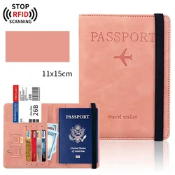 RFID Vintage Multi-Function Passport Cover Case with ID Credit Bank Card Slot Pocket PU Leather Passport Holder Sleeve Travel