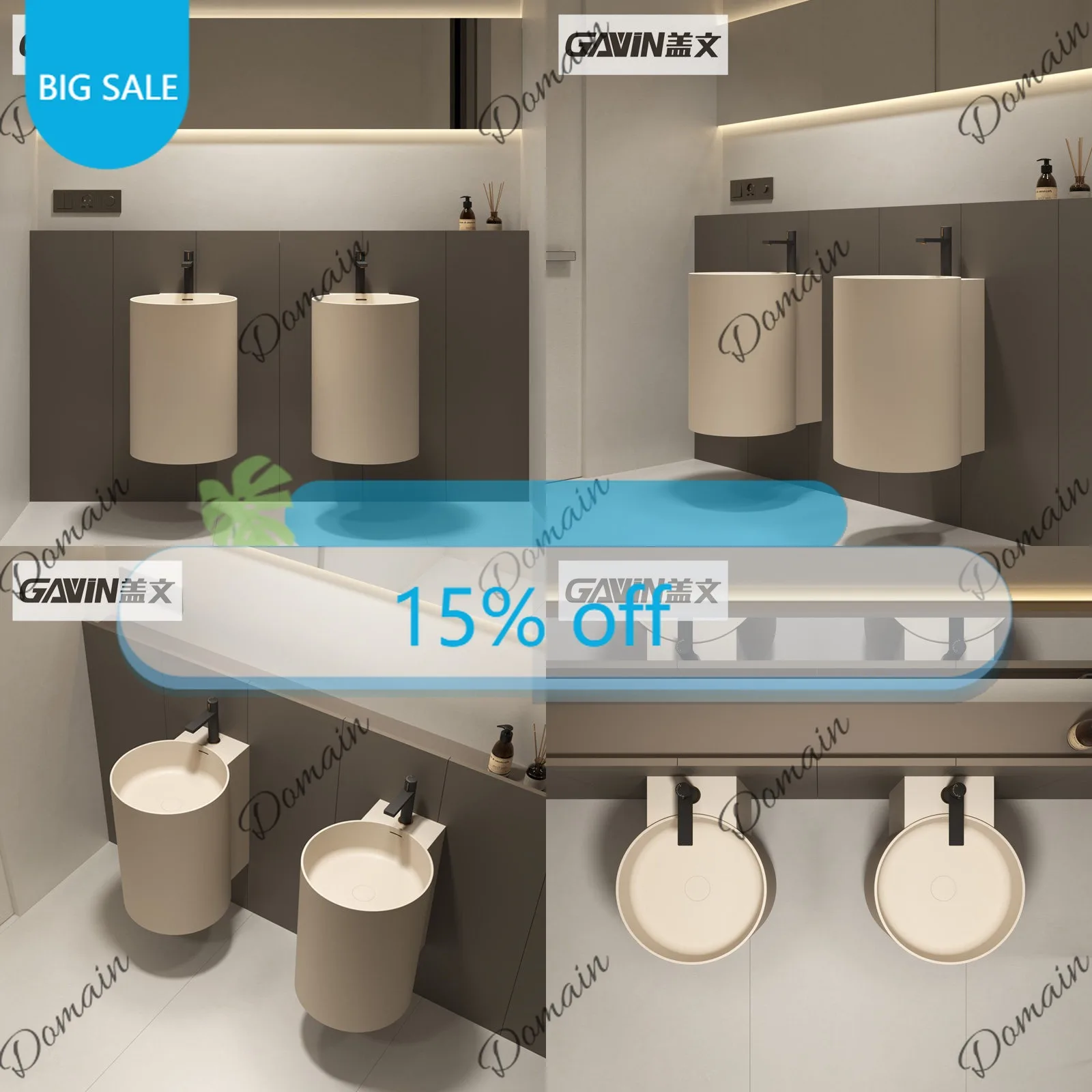Th Gallen Wall-Mounted Vanity Sink Solid Surface Basin For Small Bathroom Custom Washbasin With Cabinet