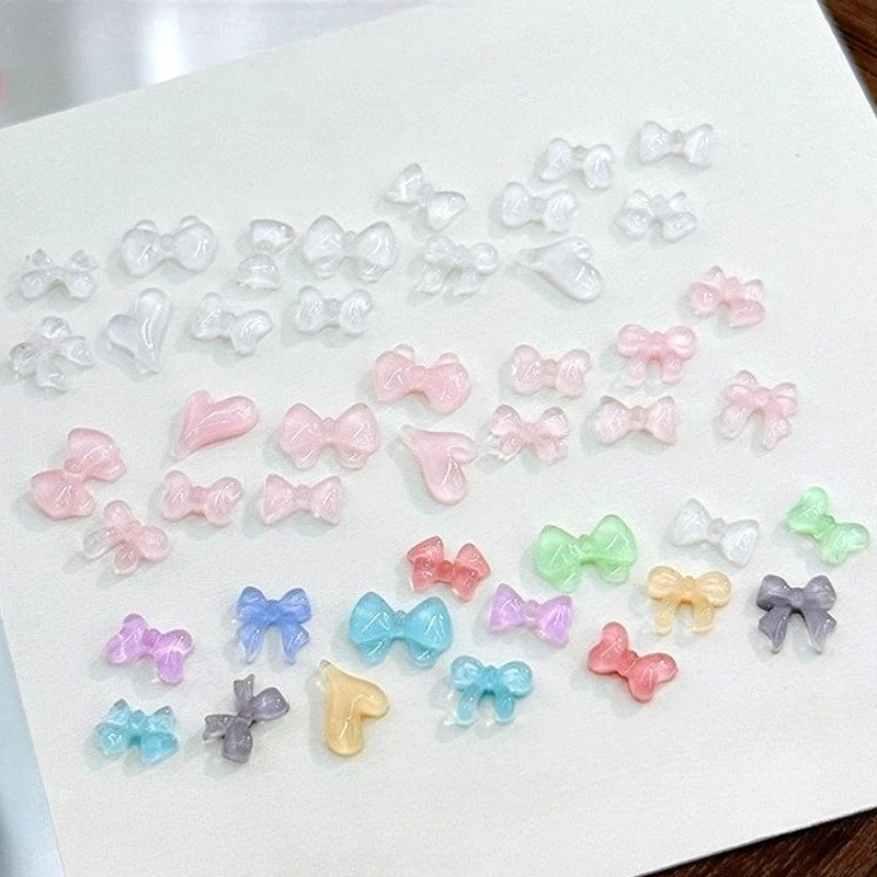 Dulce lazo francés encantador pajarita colorida Linda cinta de resina decoración de uñas DIY manicura accesorios de diamantes de imitación al por mayor