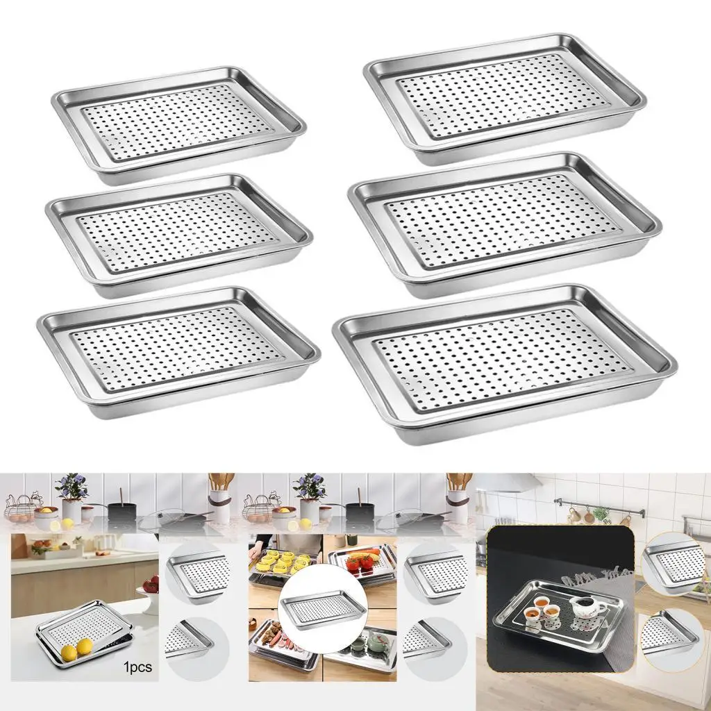 Hollow Tea Tray Multifunctional Metal Stainless Steel Stackable Gungfu Tea Table Serving Tray for Teahouse Home