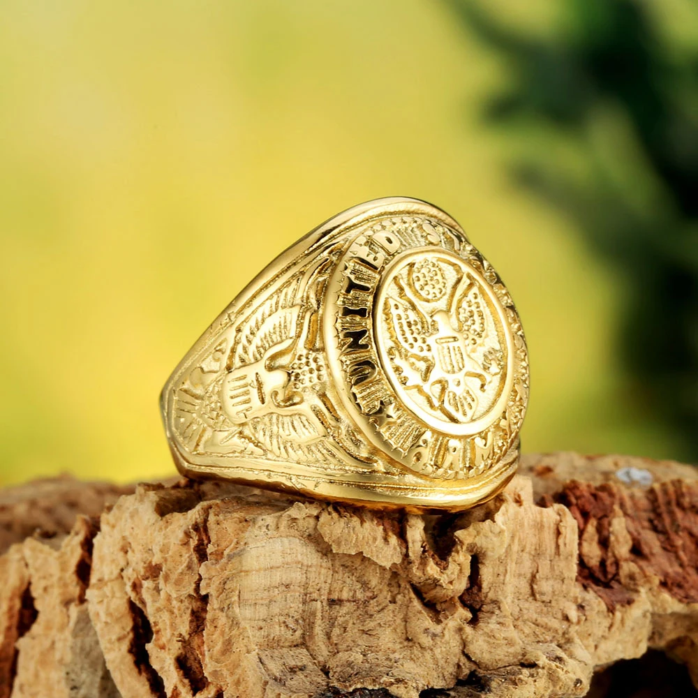 Vintage U.S. Army Eagle Rings for Men Stainless Steel U.S. Army Ring Marine Corps Badge Ring Fashion Jewelry Gift Dropshipping