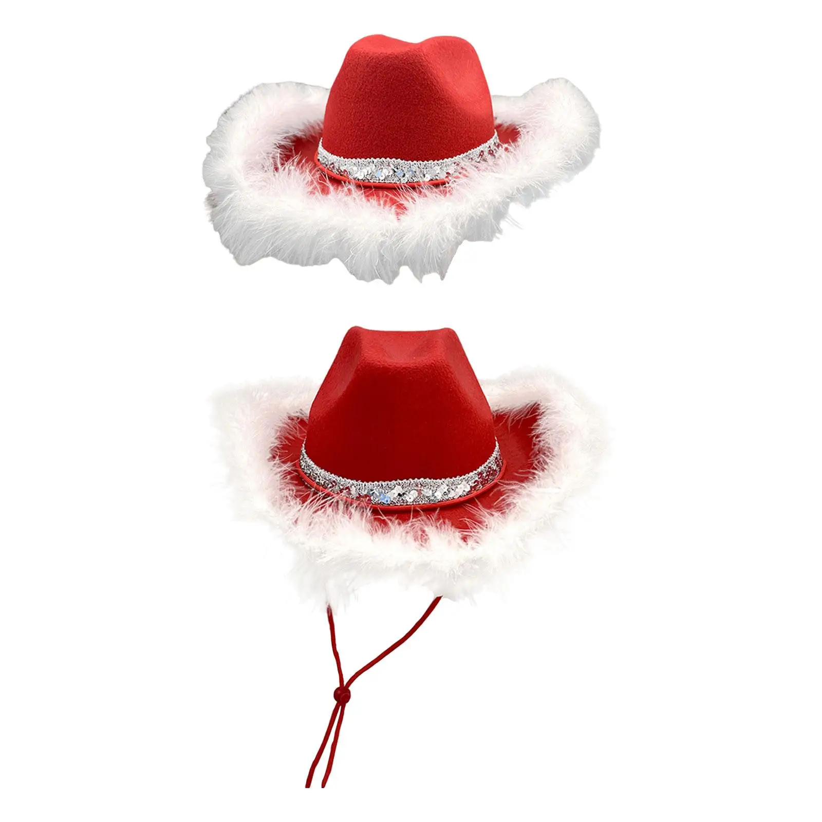 Red Cowgirl Hat for Women Girls Lightweight Ladies Bridal Hat for Concerts Fancy Dress up Party Supplies Photo Prop Carnival