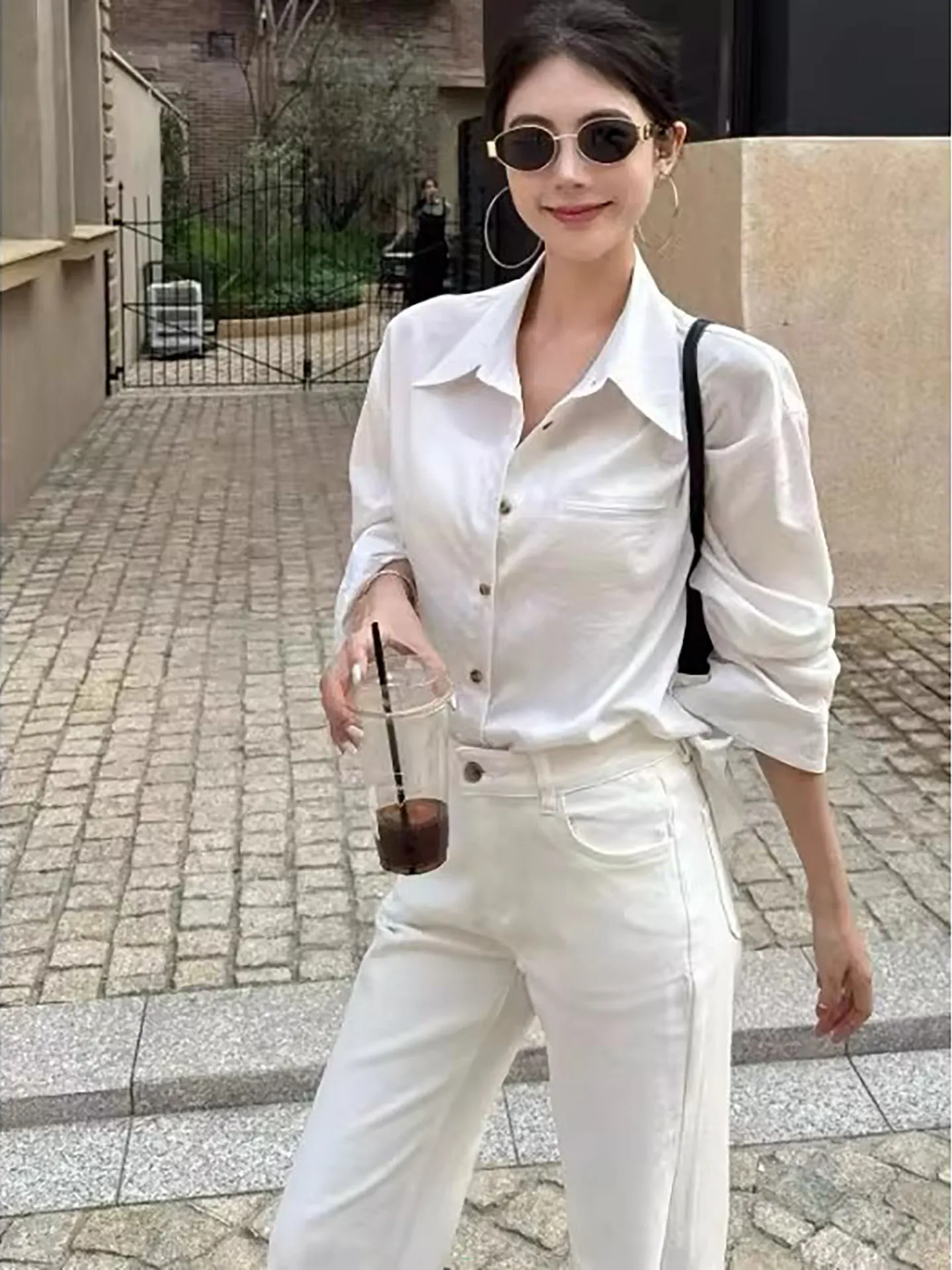 

Loose Casual Long Sve irt Women's Summer Faionable Simple Outerwear Sun Protection Top Korean Sle Commute Wind