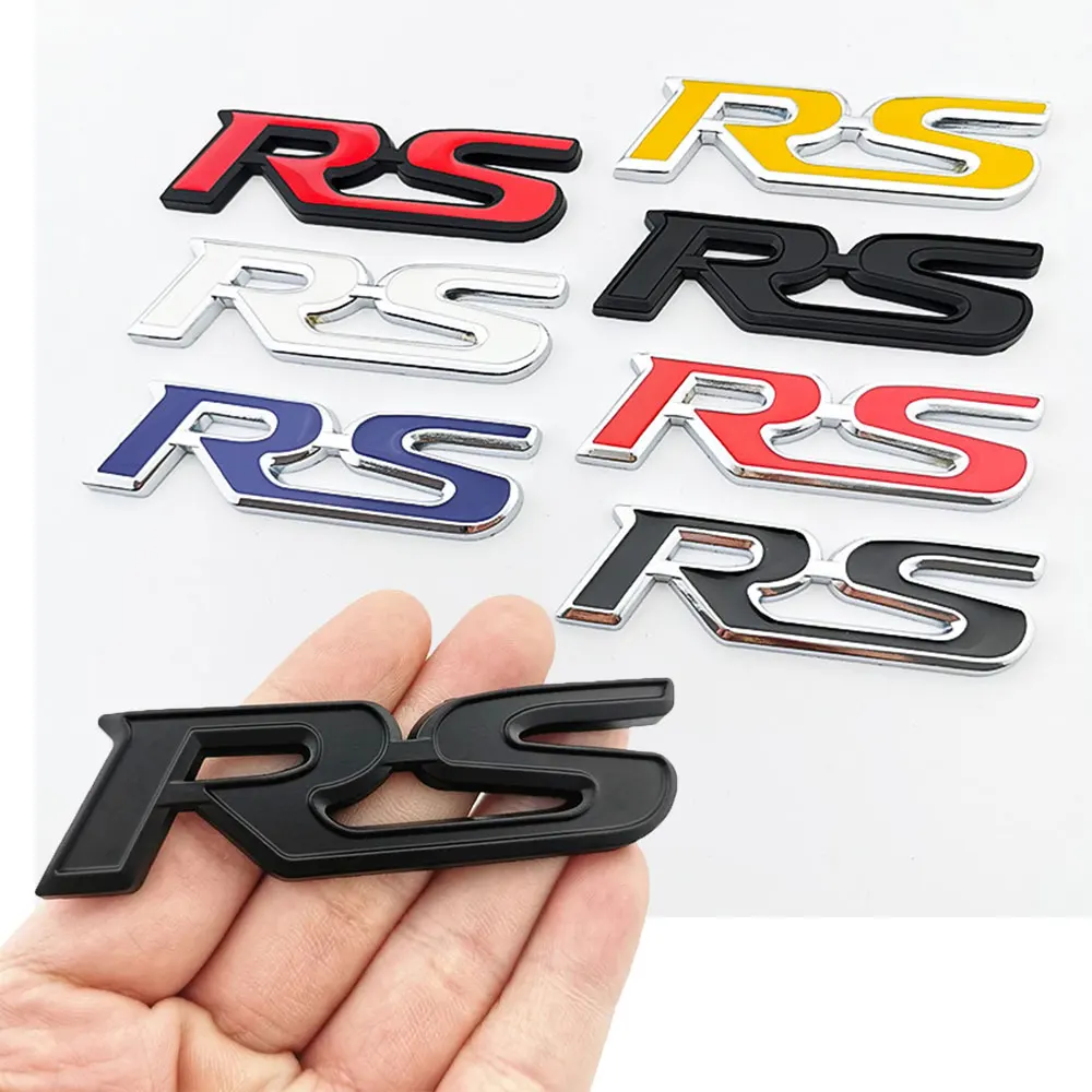 3d Metal RS Sticker Letters Logo Car Front Grille Rear Trunk Emblem Badge For Car Sport RS Sticker Acceessories