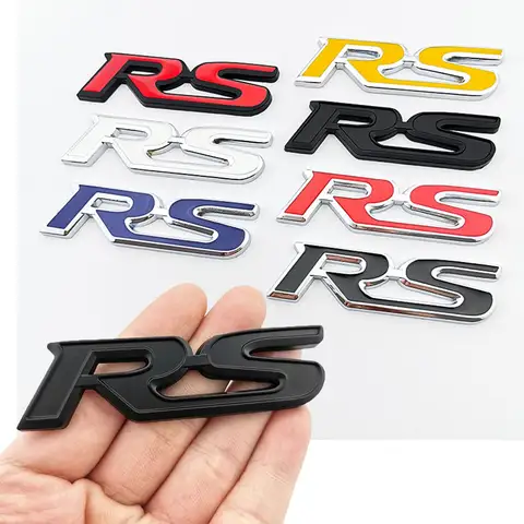 3d Metallo RS Adesivo Lettere Logo Auto Griglia Anteriore Baule Posteriore Emblema Distintivo Per Auto Sport RS Adesivo Accessori