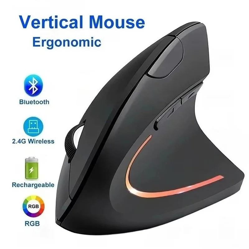 Ergonomically Compliant Vertical Mouse 2.4GHz Bluetooth Vertical Grip Gaming Study Desk Setup For Gamer Study Desk Accessories