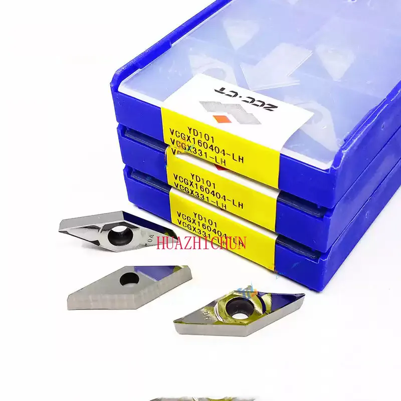 

HUAZHICHUN 10pcs CNC 35-degree rhombic cutting insert VCGX160404-LH for YD101 aluminum tool