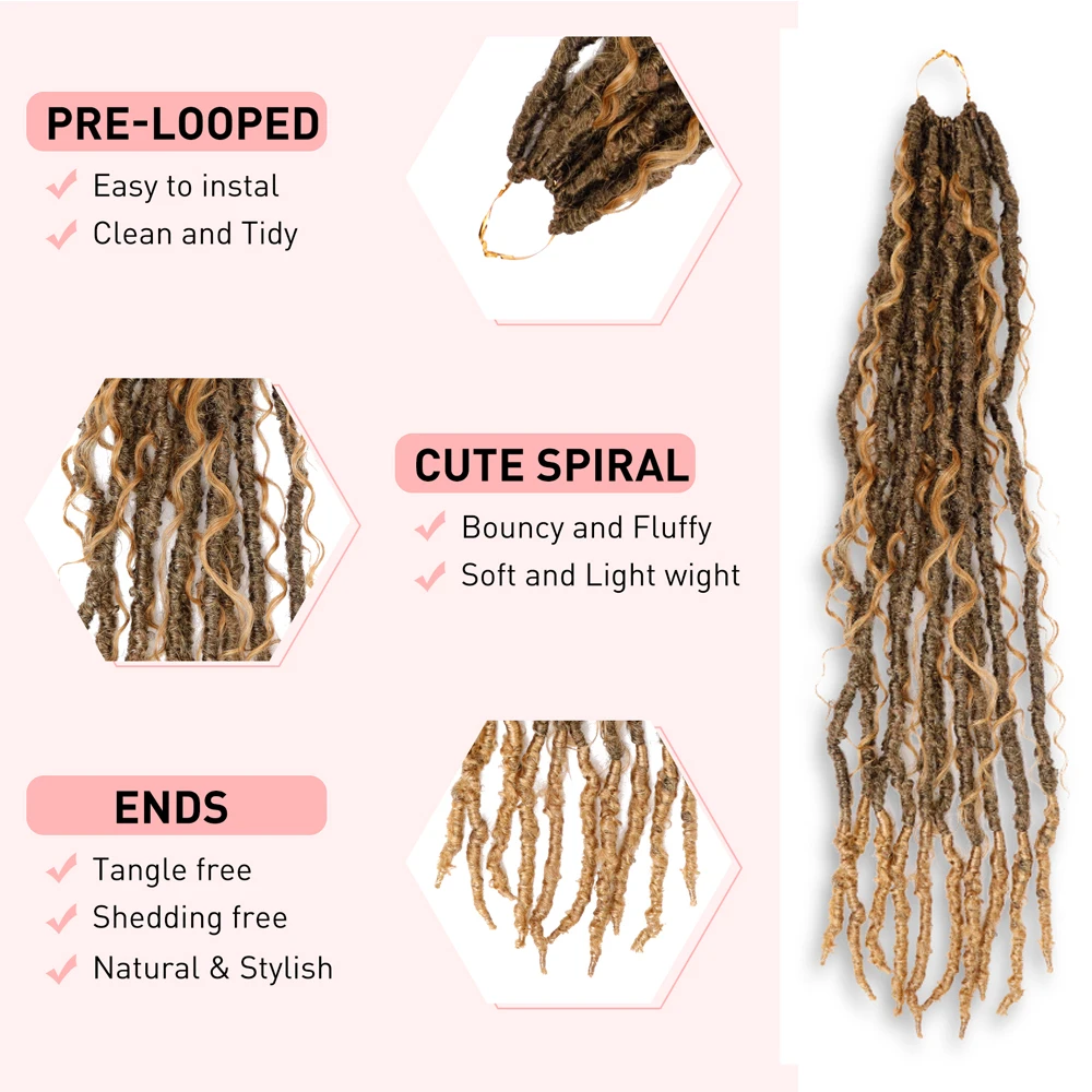 شعر كروشيه صناعي Goddess Faux Locs للنساء ذوات البشرة السمراء بأطراف مجعدة طويلة