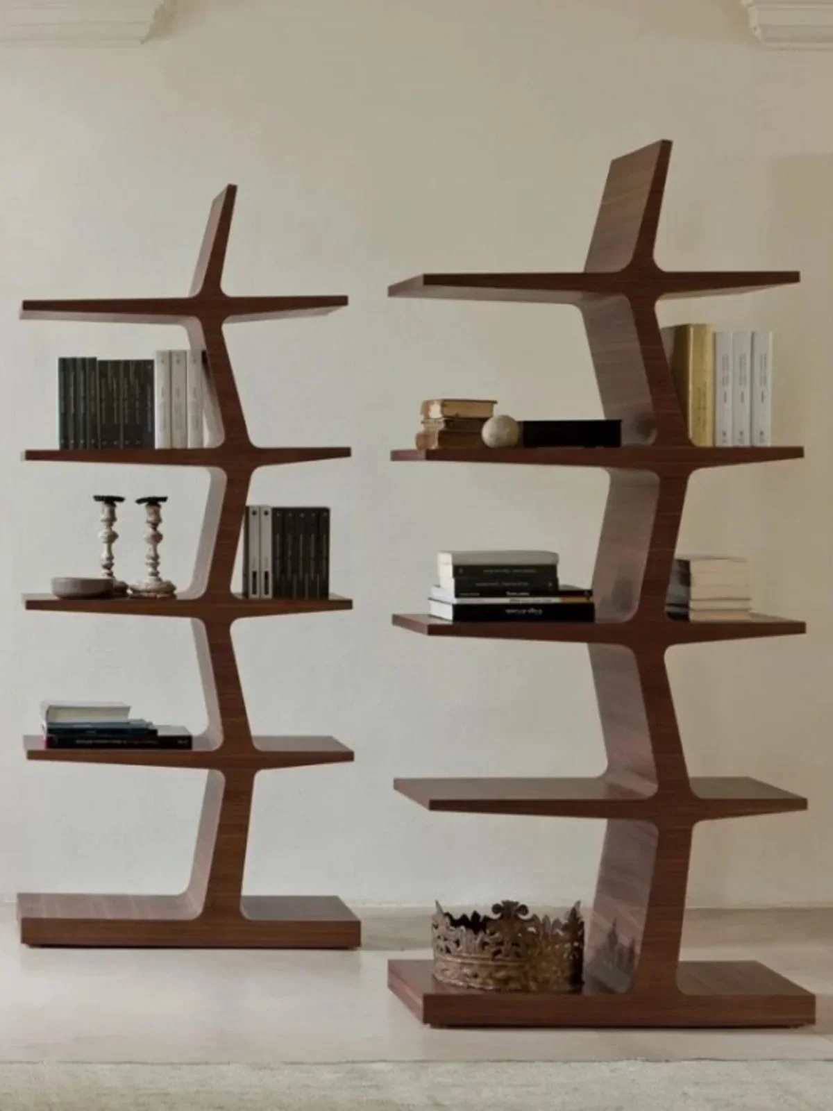 

Nordic retro bookshelf, floor to ceiling shelf, modern and minimalist living room, home bookshelf, personalized, creative, and f