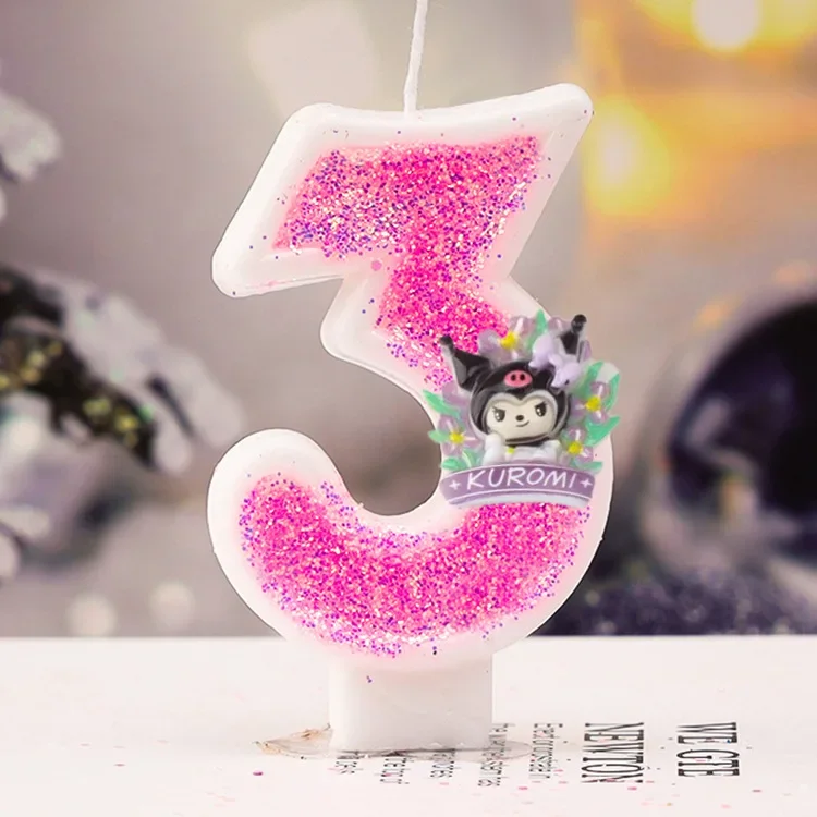 Wreath Cute Kuromi Birthday Party Atmosphere Candle Insertion Creative Dessert Stand Signature Cartoon Cake Number