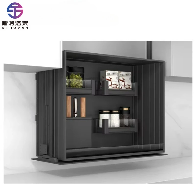 

Kitchen Furniture Cabinets Modern Adjustable Electric Smart Shelf Drop Down Kitchen Cabinet Storage Organizer Rack