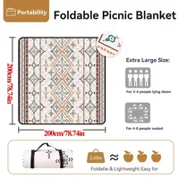 200x200cm Waterproof Picnic Mat Tent Inner Mat Portable Foldable Thickened Beach Mat With Carrying Handle For Travel Camping