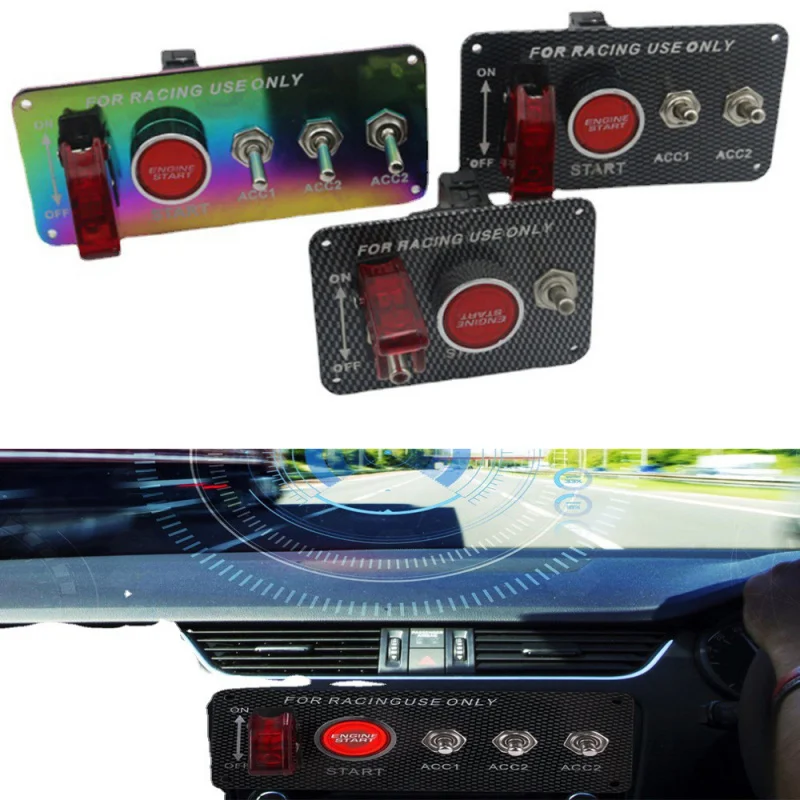 

Car Modification Combination SwitchT3Carbon Fiber Pattern Panel Switch Toggle-Type Multi-Purpose Ignition One-Click Start Colorf