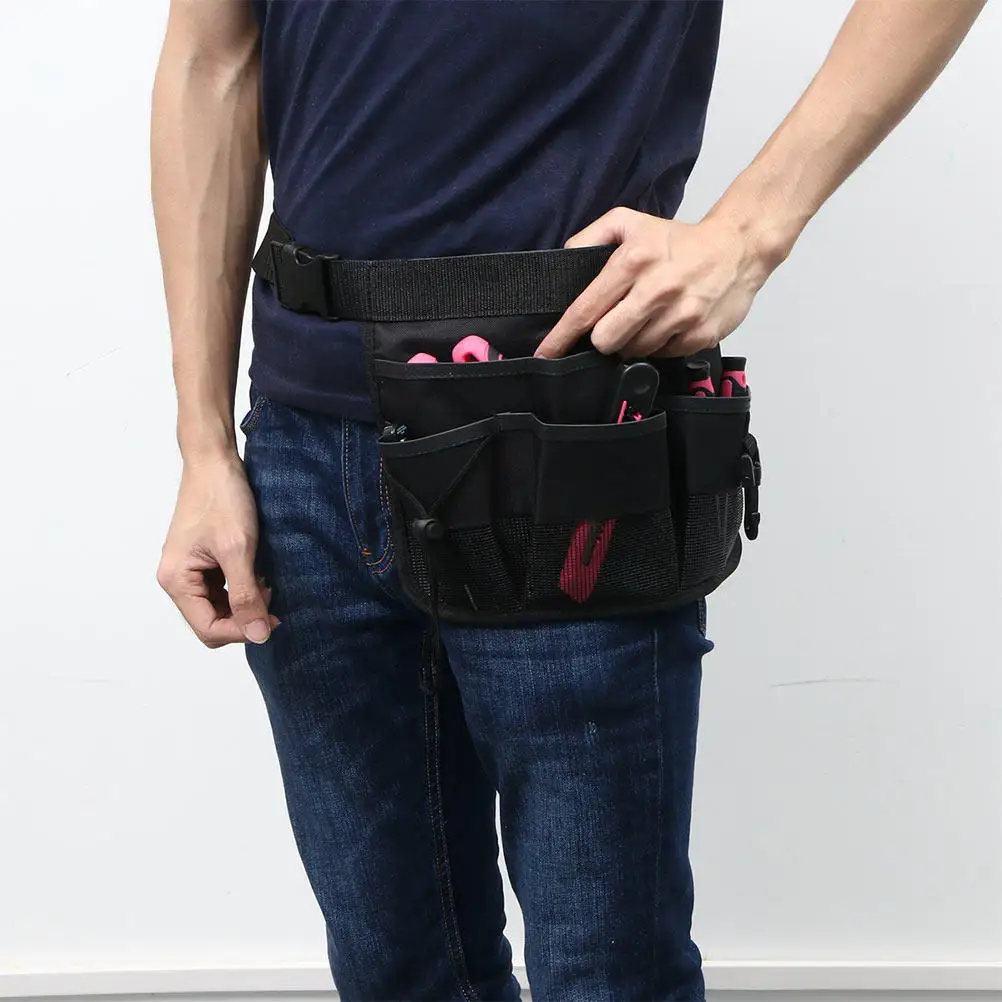 Gardening Tools Belt Bag Black Heavy Duty Hanging Pouches Adjustable Waterproof Waist Utility Apron for Garden Tool Storage