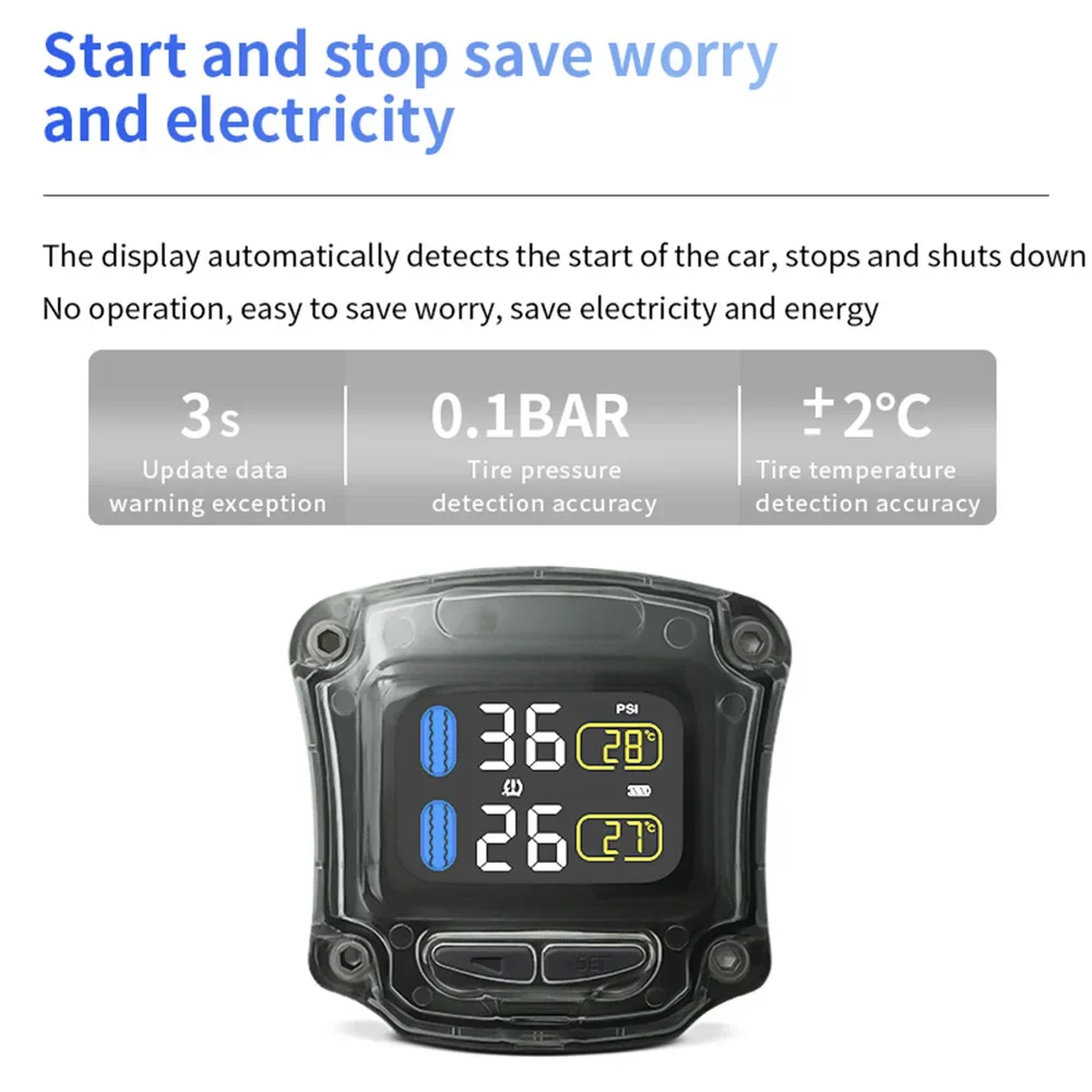

M3-B Беспроводная мотоциклетная TPMS система контроля давления в шинах в реальном времени, универсальная 2, внешние внутренние датчики, ЖК-дисплей