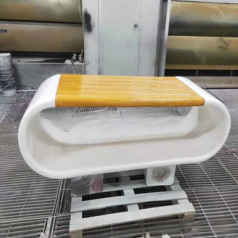 

Creative Waiting Chair Japanese-shaped Strip FRP Outdoor Park Chair Fiberglass Square Bench