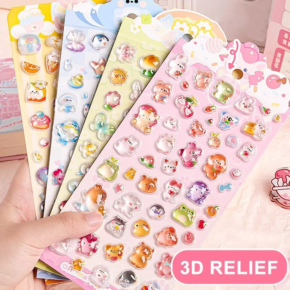 

3D Cute Stickers Nail Art Patches Embossed Cartoon Children's Waterproof Diy Nail Stickers Laptops Phone Case Decoration