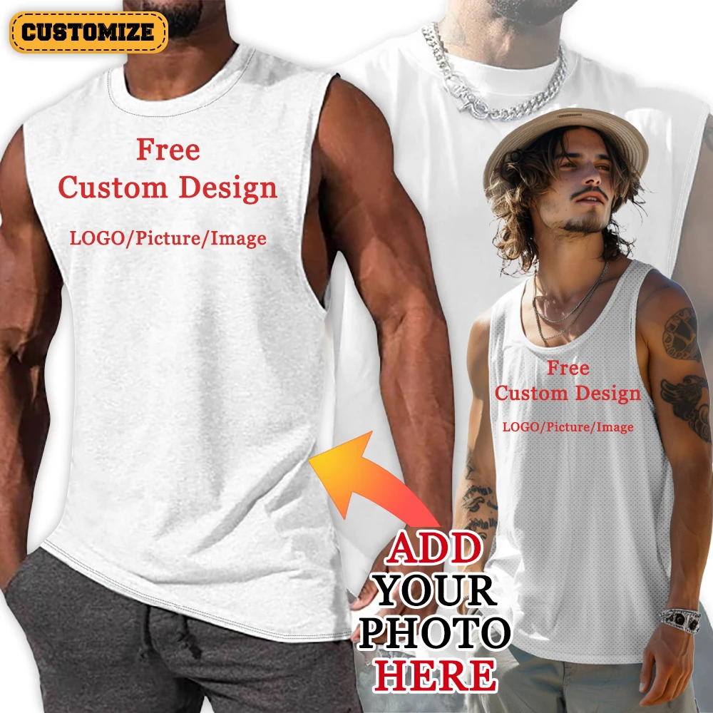 Custom Men's Tank Tops Summer Camiseta Gym Hombre Oversized Vest Tops Full Print Design Personalized Gift Dropshipping Factory
