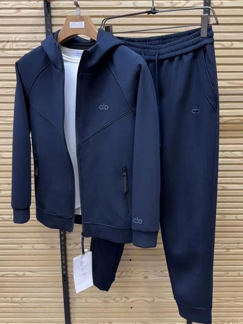 

New Spring Autumn Hooded Casual Sportswear Set Two Pieces Trendy Faion High-End Versatile Long Sve Jaet And Pants