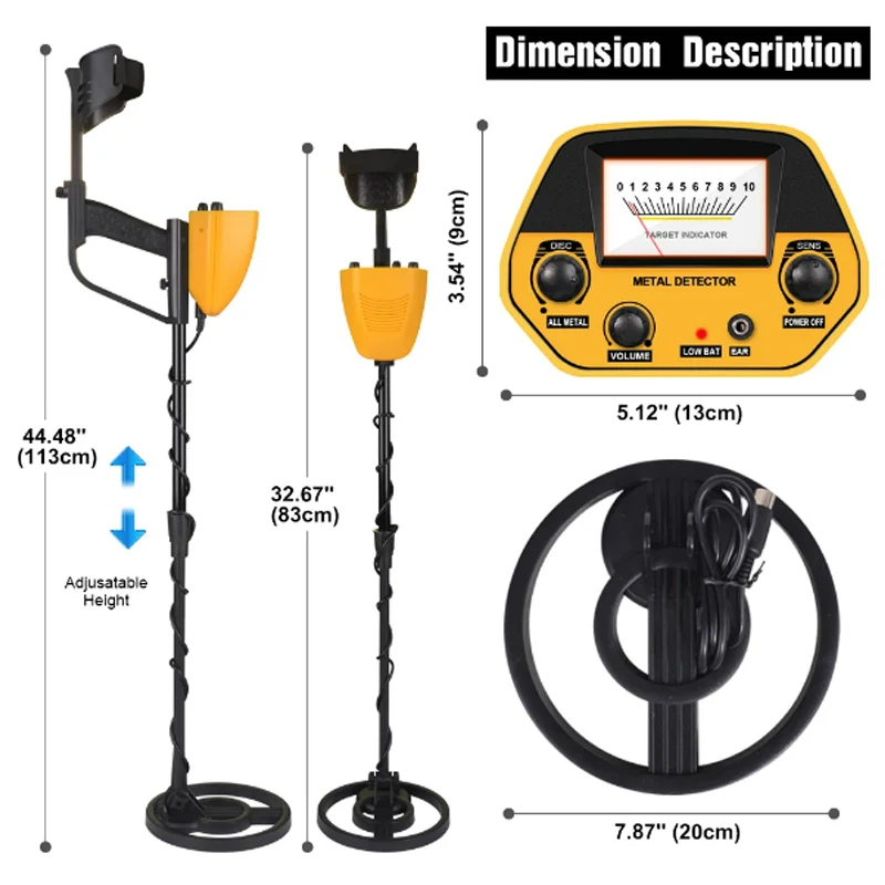 MD-5090 Metal Detector Underground Gold Detector Metal Length Adjustable Treasure Seeker Portable High Precision Hunter Detector