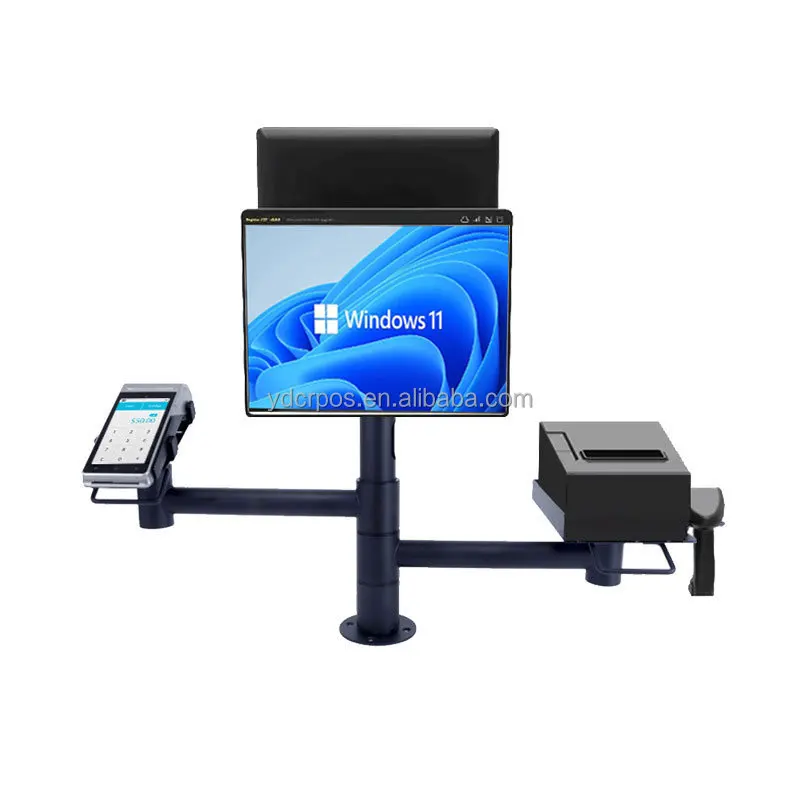Custom Multiple Functional POS Mount Stand Supports 2 Monitors for Cash Register Printer Holder Scanner VESA Mount