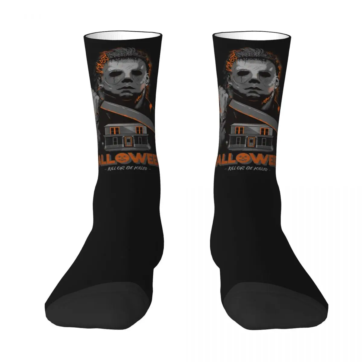 Casual Horror Film Halloween Michael Myers Knife Unisex Socks Windproof 3D Print Happy Socks Street Style Crazy Sock