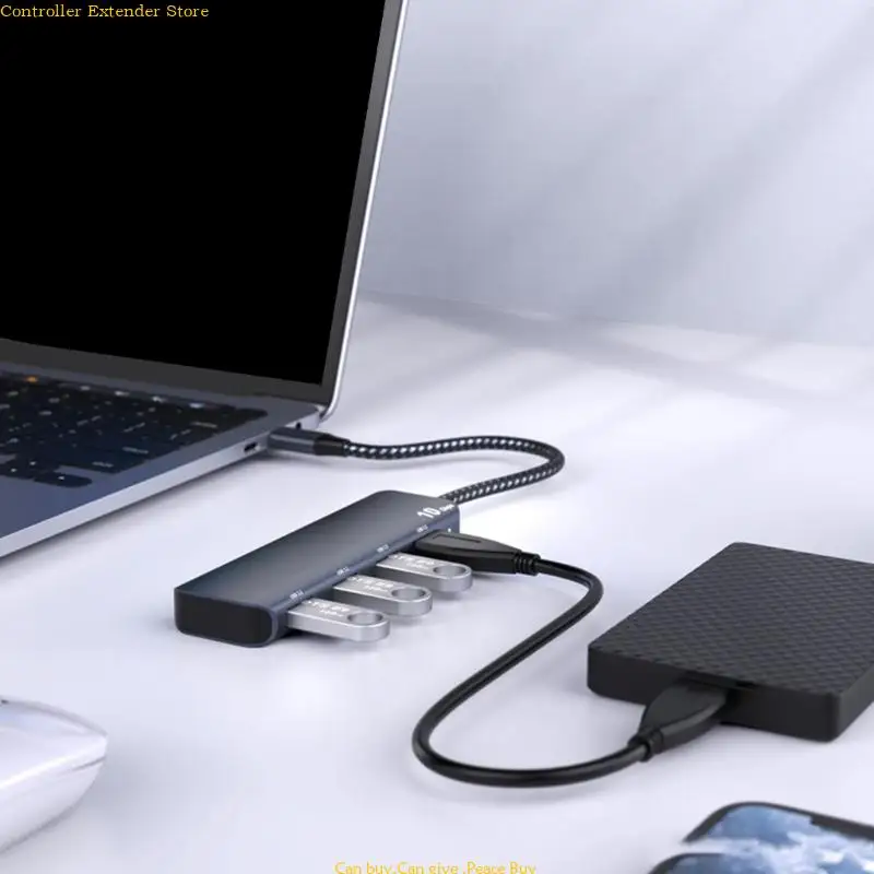 

Aluminum USB C Hub 10Gbps 4 Port USB 3.2 Adapter High Speed USB C Multiport