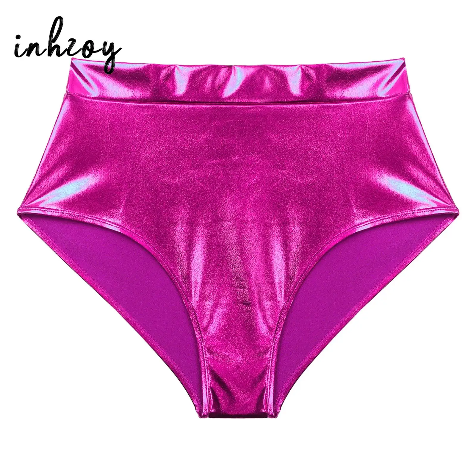 Womens Metallic Booty Shorts Shiny Panties Bikini Briefs Hot Pants Music Festival Rave Pole Dance Bottoms Party Costume Clubwear