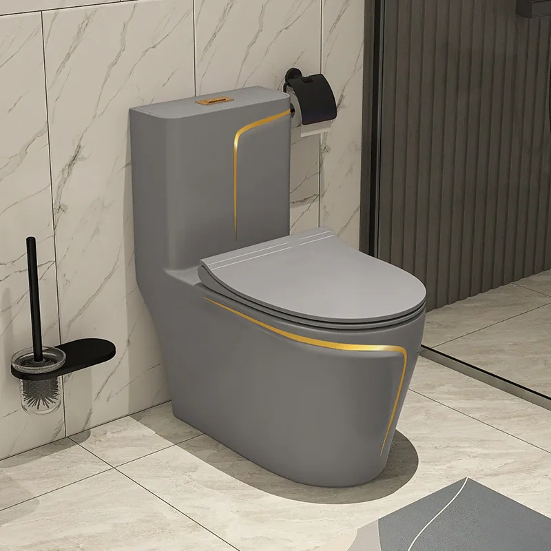 

Modern Simple Dual-Flush Ceramic Gray Toilet Sanitary Ware with Deodorant Siphon One Piece Toilet for Household Bathroom Use