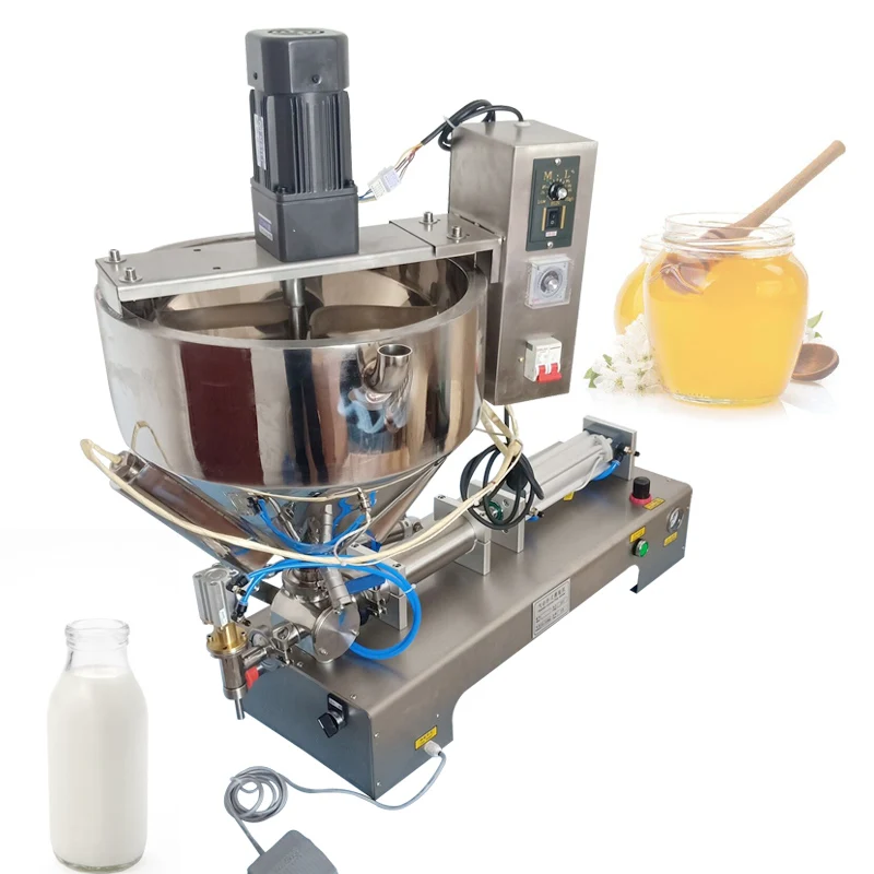 

Piston Pneumatic Filling Machine Heating Mixing Honey Hot Pepper Soybean Peanut Butter Filling Machine