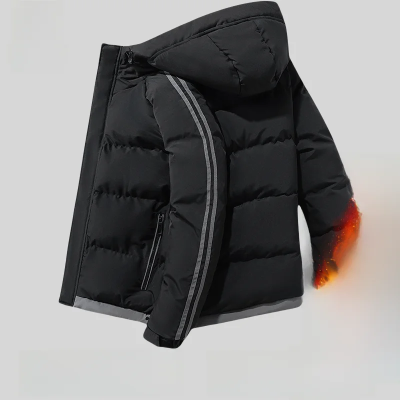 

Warmth Men's Hooded down Cotton Jaet ort Sle Faionable Winter Coat Youth ular Loose Fit Long Sve Pure Color
