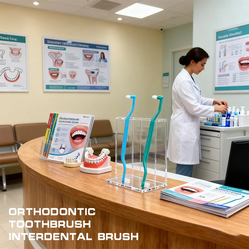 Orthodontic Interdental Brush Double-Beam Soft Teeth Cleaning Toothbrush Oral Care Tool Small Head Soft Hair Implant Adult