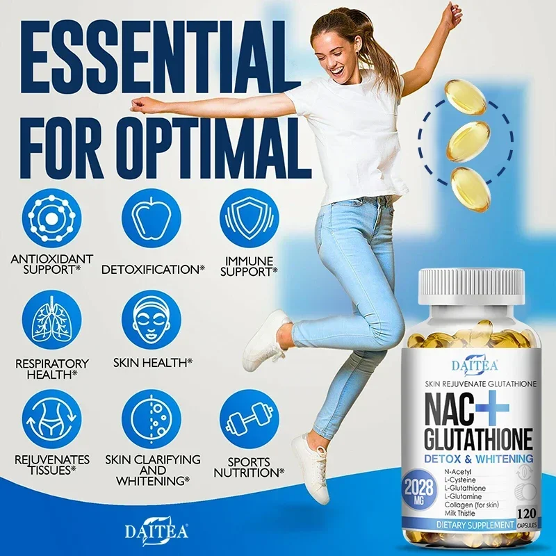Daitea NAC Supplement – Mariendistel-Glutathion-Kollagen-Kapseln – Hautgesundheit und Vitalität, Entgiftung, Unterstützung des Immunsystems