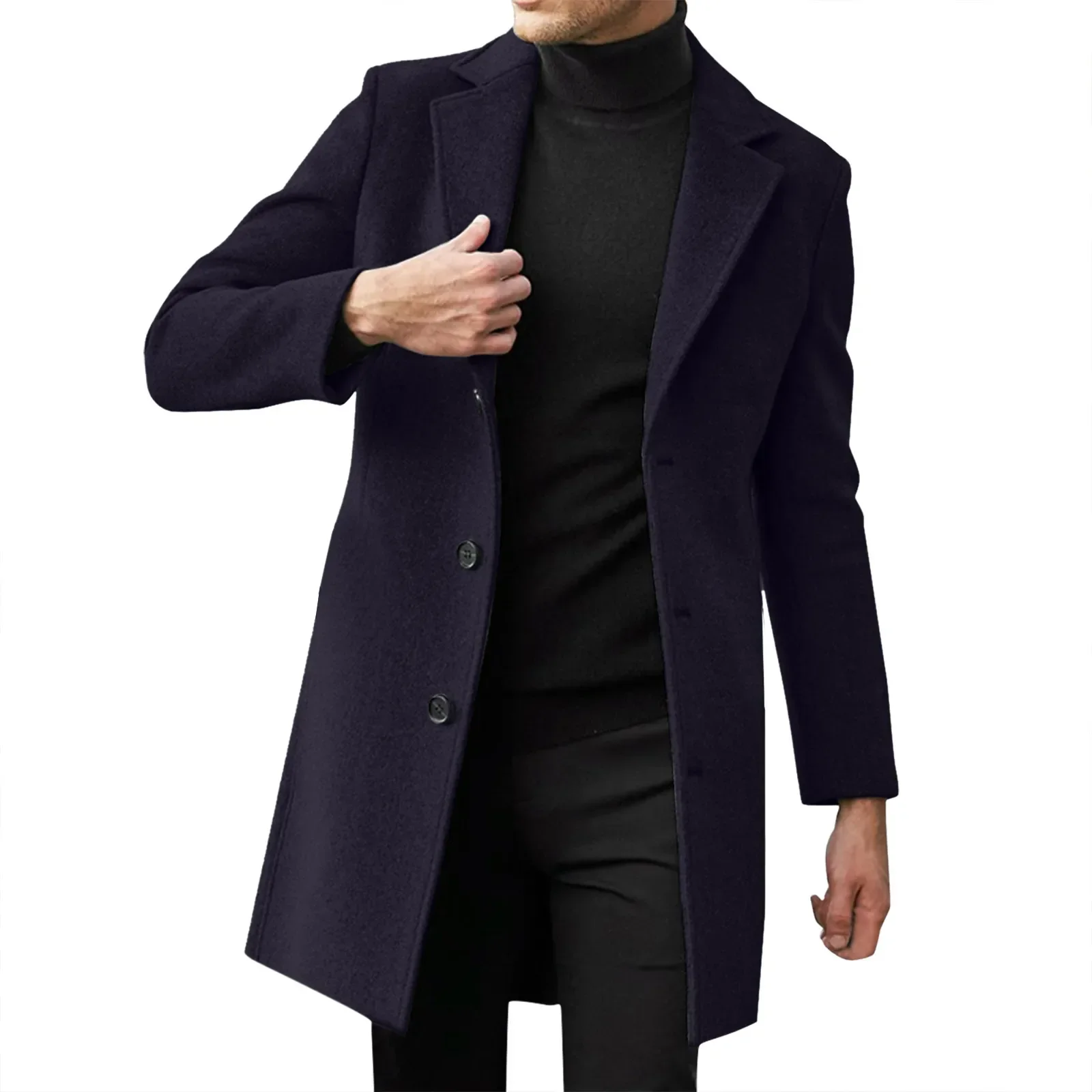 Three Buckle Long Sleeve Gun Lapel Blazer - Fitted Raised Collar Business Coat for Ceremonies Customized on Demand