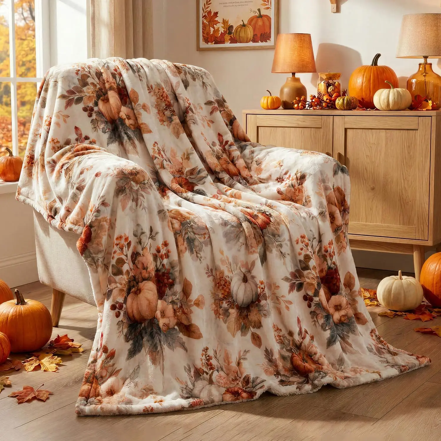 EVERLORIA Fall Pumpkin Throw Blanket 50