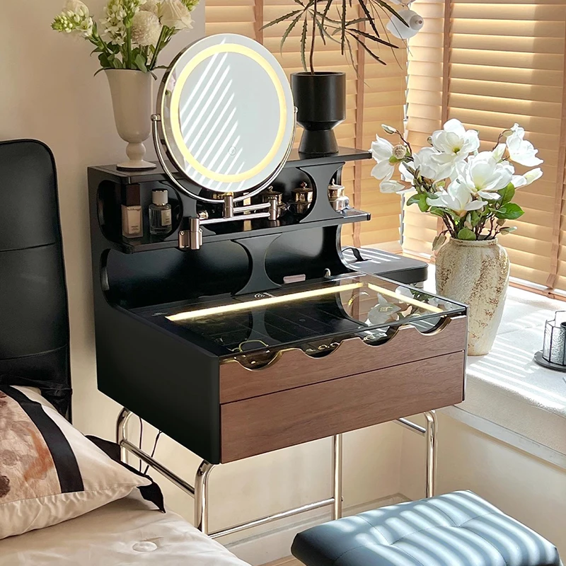 

Black Bedroom Vanity Table Makeup Drawers Organizer Modern Dressing Table Cosmetics Wood Mesa De Maquillaje Trendy Furniture